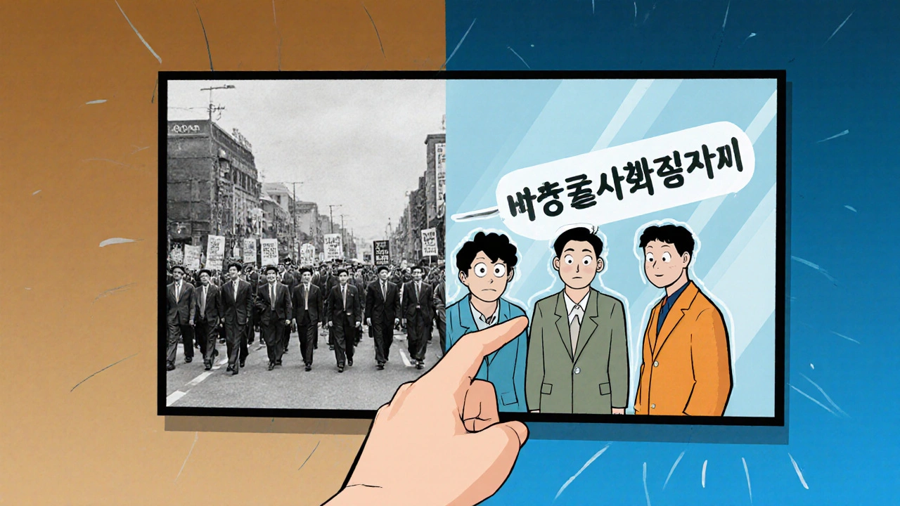 Arşiv görüntüsü ve canlandırılmış sahne yan yana, bir izleyici tarafından sorgulanıyor, şeffaflık sembolüyle.