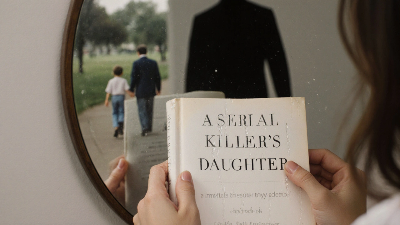 Bir kadın, babasının katil olduğunu öğrenmesinden sonra kitabını tutuyor.