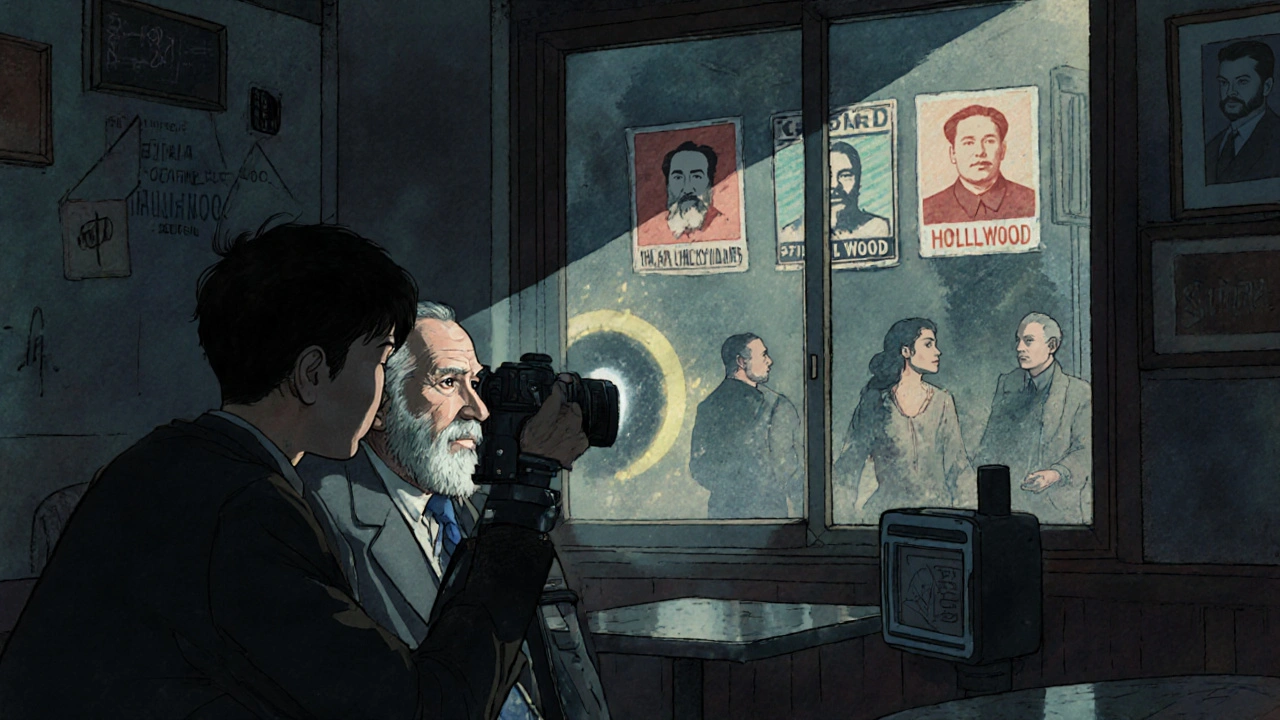 Seorang siswa sinema di kafe Istanbul merekam pria tua, suaranya tenggelam oleh radio yang memutar berita perang.