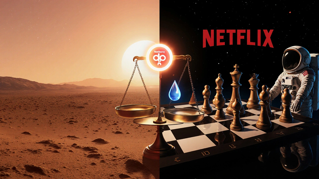 Apple TV+&#039;in Mars sahnesindeki mükemmel ışık ve renkler, Netflix&#039;in sönük şahsiyet sahnesiyle karşılaştırılıyor.