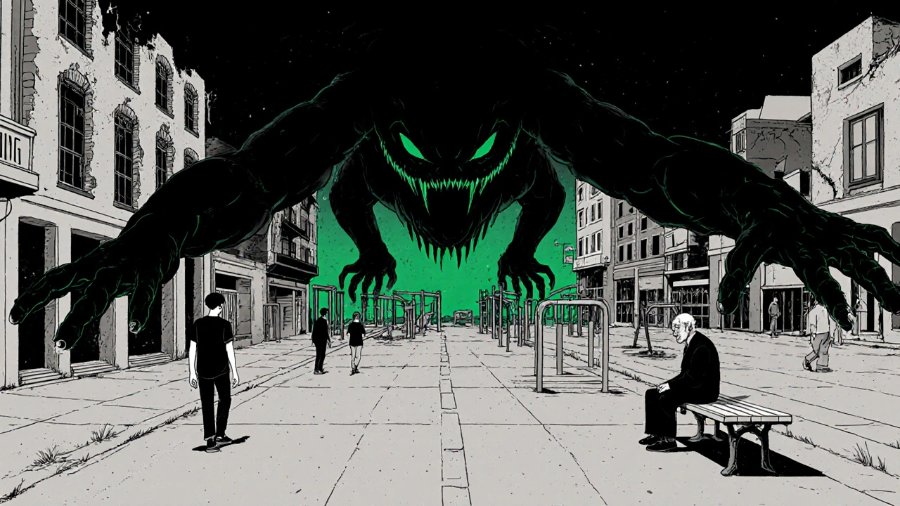 Buenos Aires kenti, yalnız bireyleri yutan devasa bir yapı gibi görülüyor.