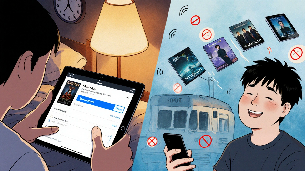 Evde indirme yaparken ve sonra trende çevrimdışı izleme.