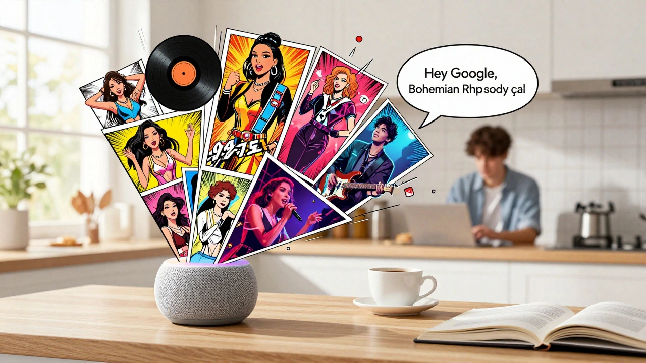 Google Home hoparlörüne &#039;Bohemian Rhapsody&#039; çalmasını söyleyen biri, farklı versiyonlarla dolu komik paneller ortaya çıkıyor.