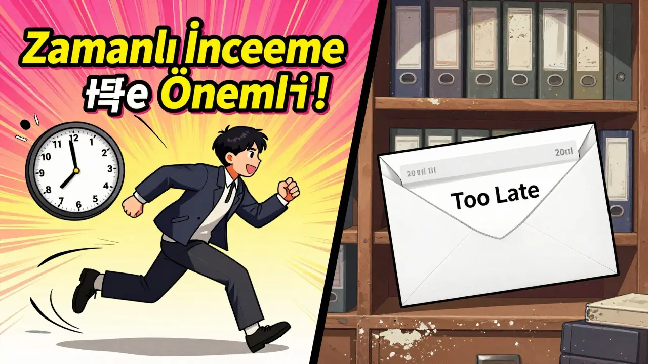 İki farklı tarihte sorgu mektubu gönderimleri karşılaştırılıyor: zamanında gönderim ve geç kalan gönderim.