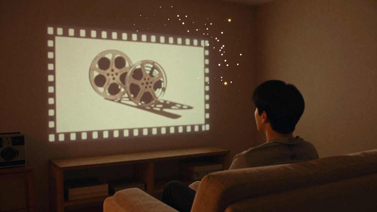 Korece webtoon tarzında, izleyici ekranın dijital görüntüsünün film gibi dönüşmesi.