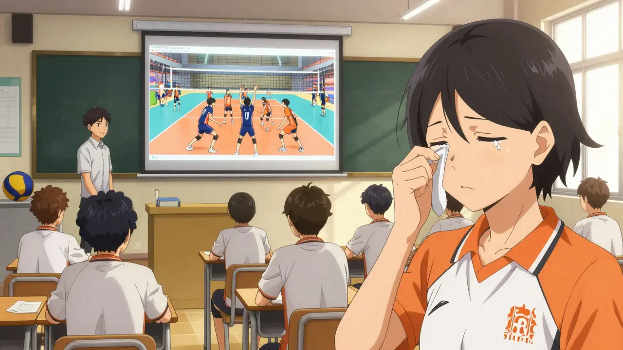 Türkiye'de bir sınıf, Haikyuu!! serisini izlerken voleybol sahasındaki zafer anını paylaşıyor.