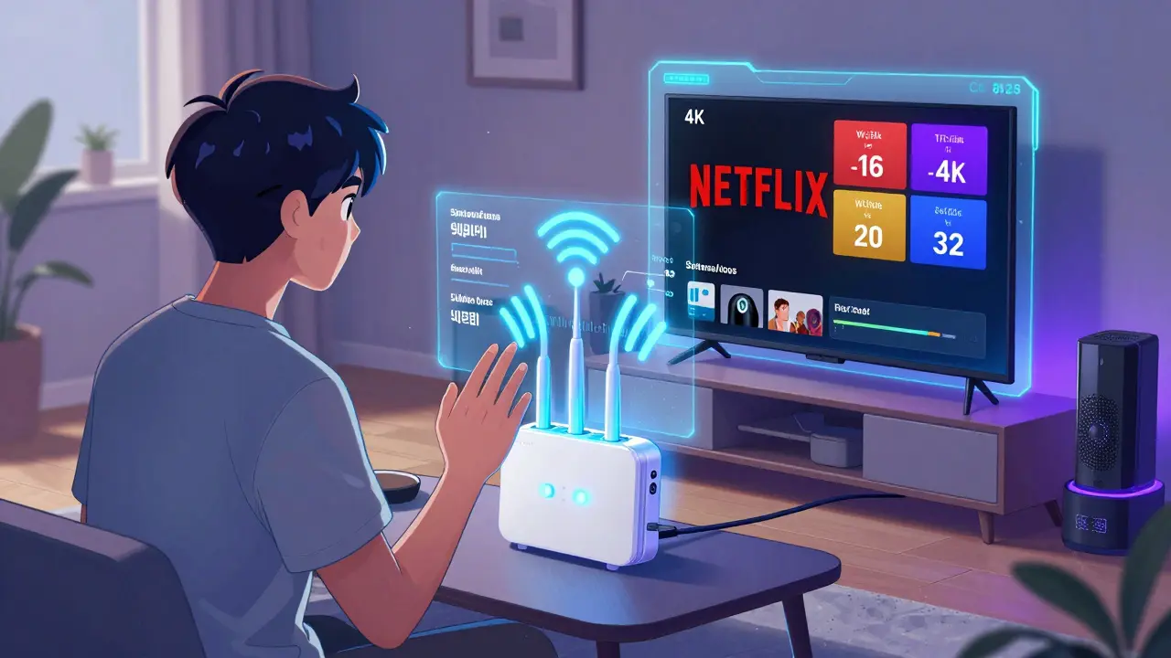 Kore webtoon tarzında, akıllı bir güç hattı adaptörü 4K akışı otomatik optimize ediyor ve holografik verilerle çalışıyor.