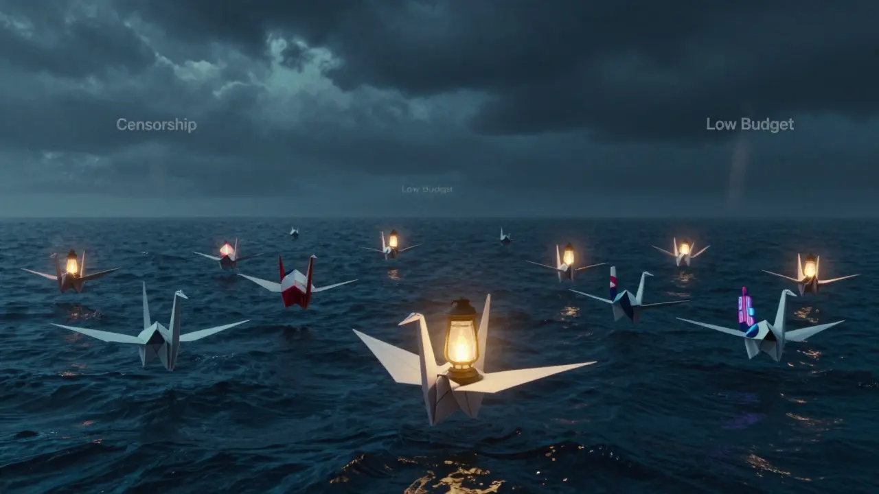 Türk bağımsız bir film ışığı, farklı ülkeleri temsil eden kağıt kuşlarla denizi geçiyor.