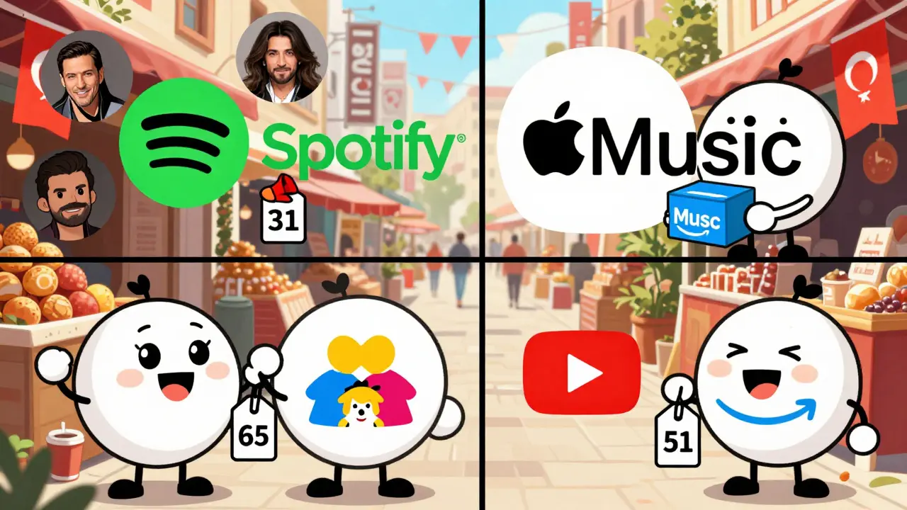 Türk müzik sanatçılarıyla desteklenen Spotify aile planı, diğer hizmetlerle karşılaştırılıyor.