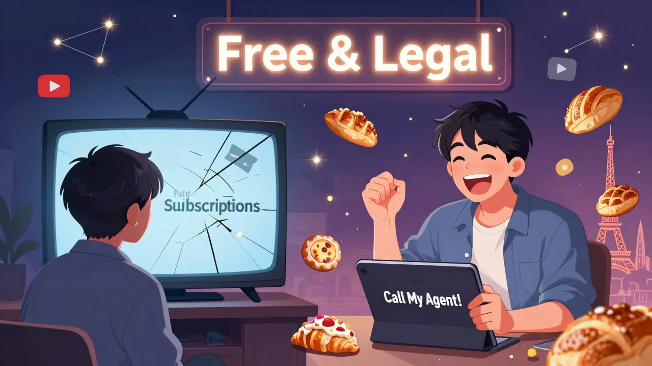 Bir kişi ücretli aboneliklerden kurtularak ücretsiz platformlarda uluslararası diziler izliyor ve Fransız kültürüyle tanışıyor.