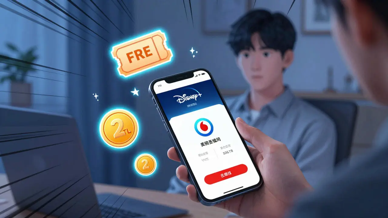 Bir kullanıcı, Vodafone faturasıyla Disney+ aboneliğini ödüyor ve bonuslar kazanıyor.