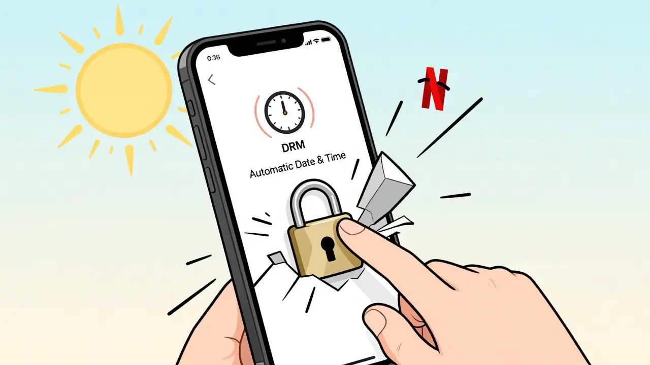 DRM hatası için tarih ve saat ayarları düzeltiliyor.