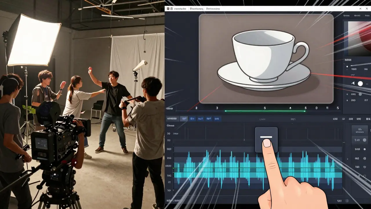 Karmaşık çekim sahnesi ve keskin kurgu süreci karşılaştırılıyor; 7000 kare silinirken son sahne boş bir fincanla kalıyor.