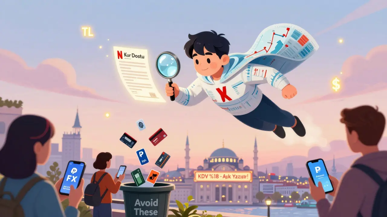 Kur Dostu adlı bir kahraman, döviz kurunu gösteren bir büyücü camı ile bir Netflix faturasını inceliyor, arkadaşılar para kaybını önleme yolunda.