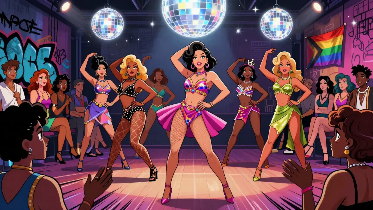 Pose dizisindeki trans dansçılar kalabalık bir top oyununda sahne alıyor.