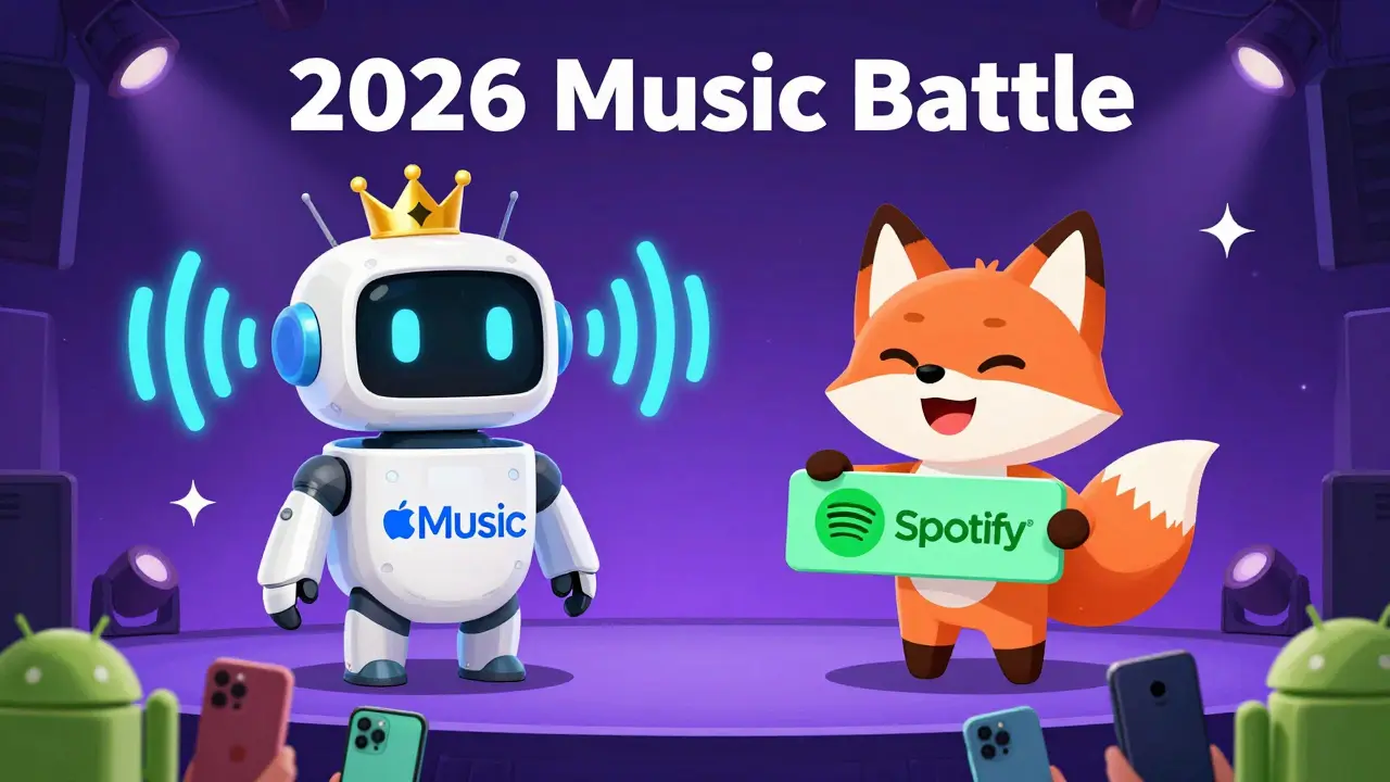 Apple Music ve Spotify, Android kullanıcıları arasında bir yarışta karşılaştırılıyor: biri lyric ve Hi-Fi sesle, diğeri reklamlı.