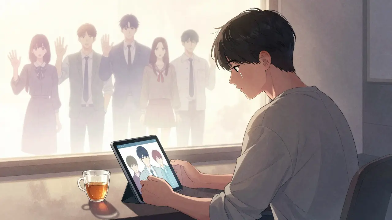 Bir izleyici, tamamlanan bir dizi sonunda yalnızca gözlerinde yaşlarla sabah ışığına bakıyor.