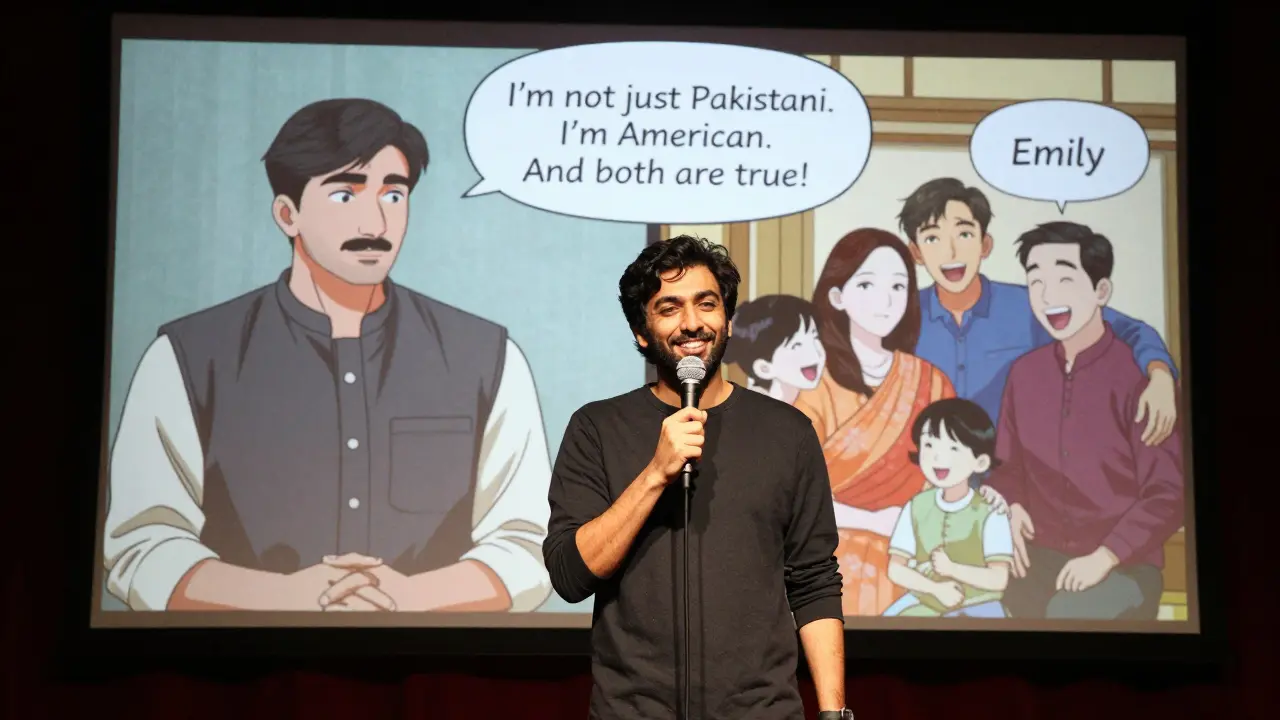 Kumail, sahnede kendi kimliğini kabul eden bir stand-up komedyen olarak konuşuyor.