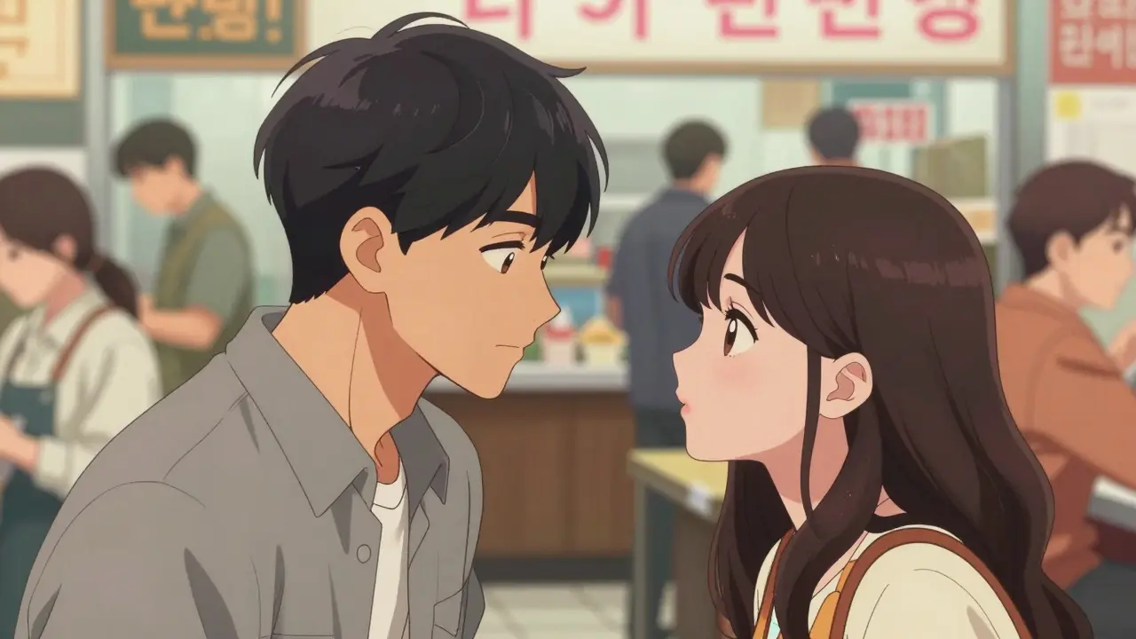 New York'ta bir restoranda birbirine sevgiyle bakan bir çift.