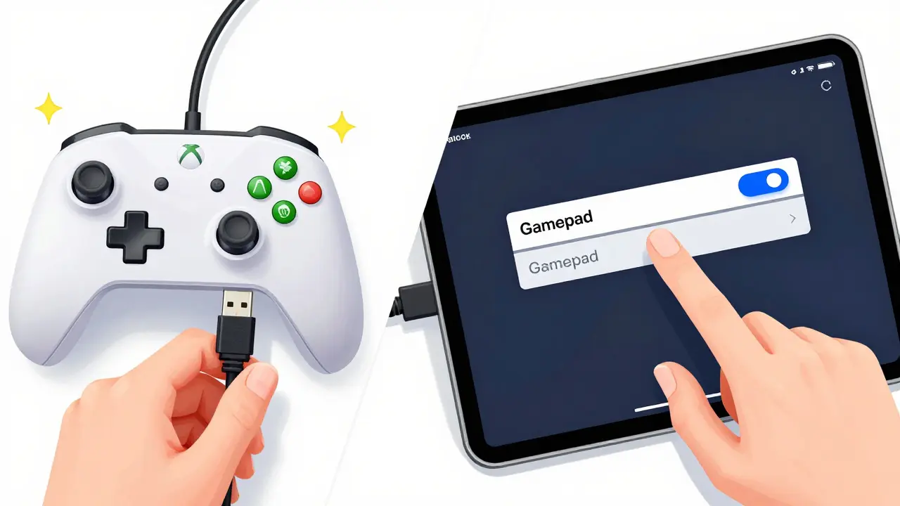 Oyun kolu kablolu bağlantısı ve tablet üzerinden izin ayarları