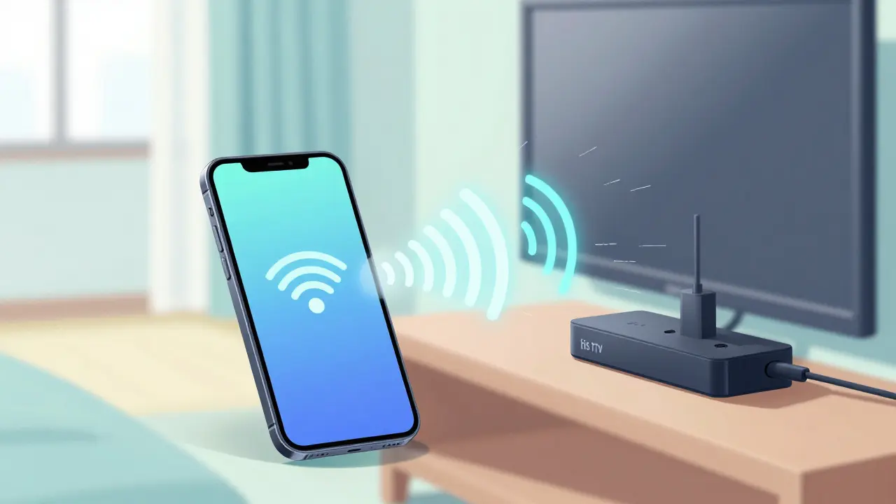Akıllı telefon hotspot'u üzerinden güvenli internet bağlantısı kuran bir Fire TV Stick.