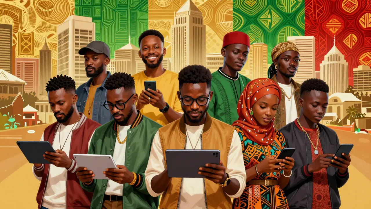 Yeni nesil Afrika sinemacılarının teknolojiyle birleştiği renkli ve dinamik dijital illüstrasyon