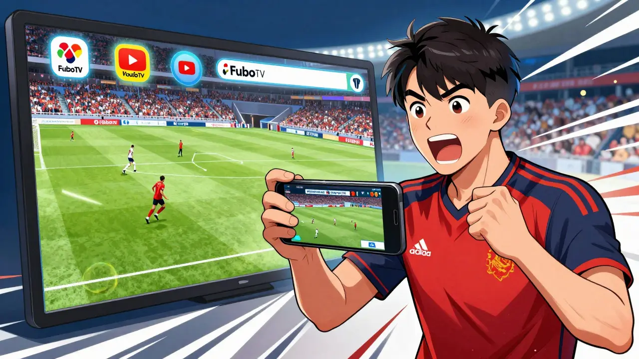 Genç adam akıllı telefonundan İspanyolca futbol maçını canlı yayınla heyecanla izliyor