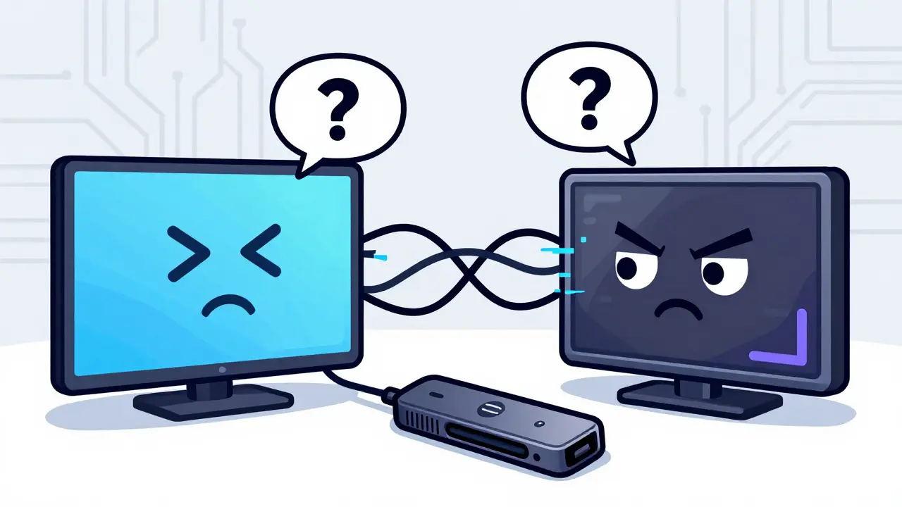 HDMI-CEC uyumsuzluğunu simgeleyen karışık sinyal çizimleri