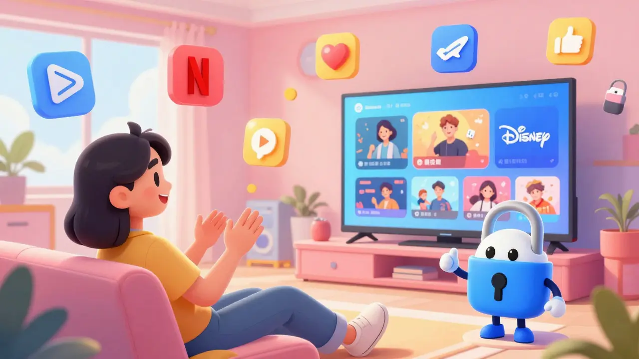 VPN kullanımıyla keyifli izleme deneyimi sunan neşeli bir sahne.