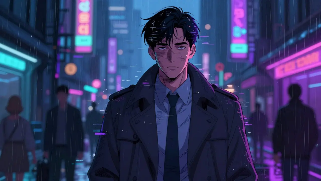 A Scanner Darkly'den esinlenen distopik dedektif sahnesi