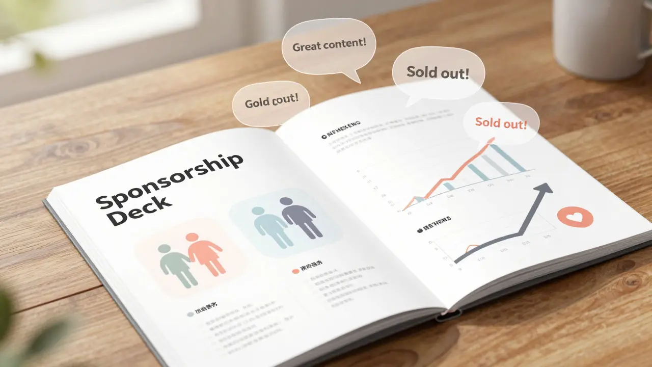 Demografik veriler ve etkileşim metriklerini gösteren profesyonel bir sponsorluk sunumu