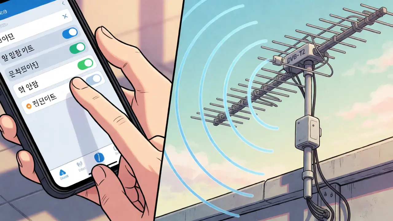 Telefon ayarları ve çatıdaki dijital karasal yayın anteni