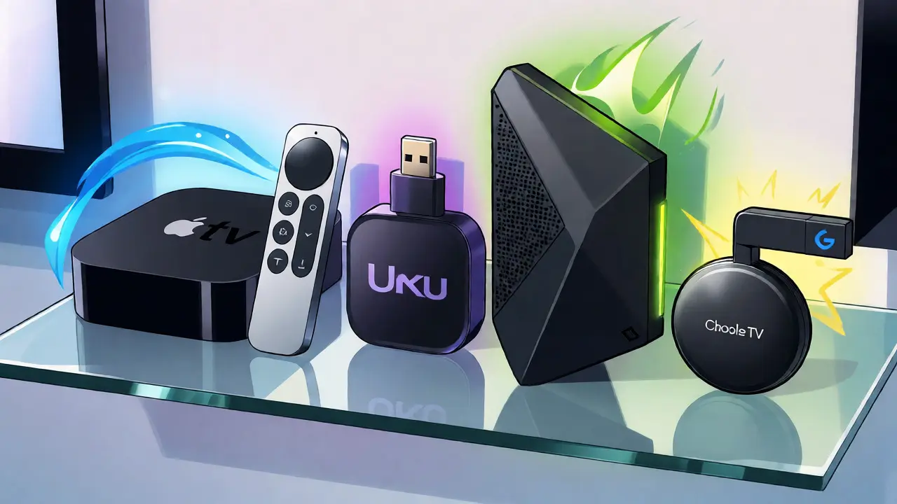 Four popular streaming devices displayed together