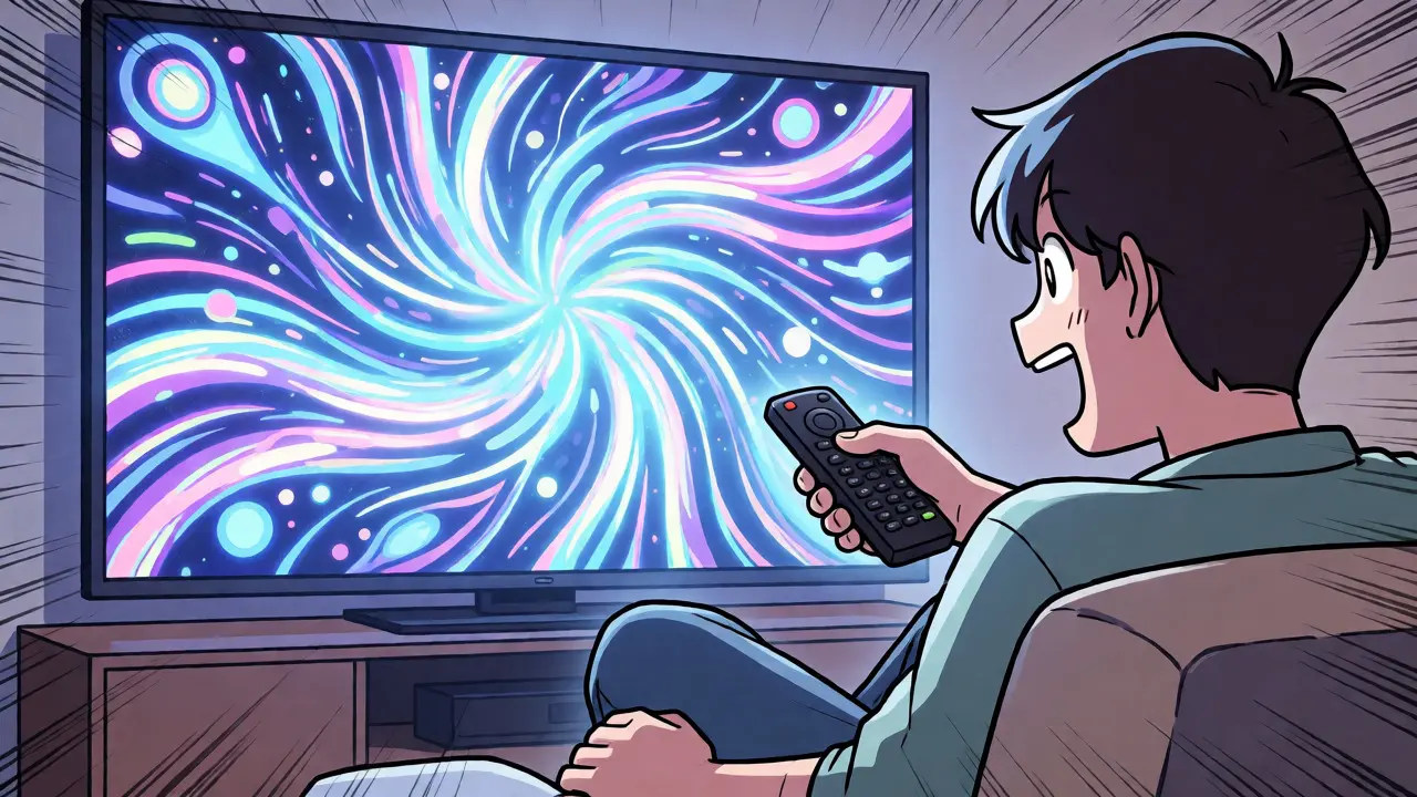 Televizyon izlerken heyecanlı bir genç